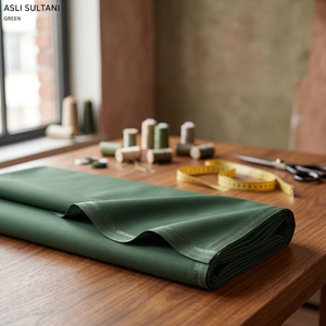 Tela Satén Antiarrugas Asli Sultani Verde de 3.75 Metros con Decoración de Logotipo para Mujer, Oferta de Liquidación - Product Image 2
