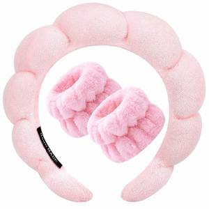 Set de Diadema de Felpa con Diseño de Nube Trenzada y Banda para la Muñeca, para Lavado Facial, Maquillaje, Spa, Bodas, Regalo para Damas de Honor - Product Image 5