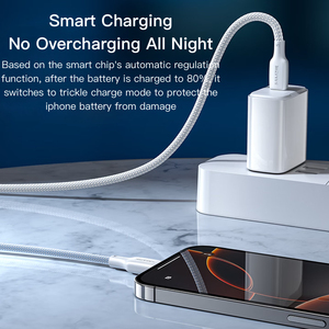 Câble <span class=keywords><strong>de</strong></span> données Apple tressé blanc SAMZHE 1,5 m PD30W 3A, câble <span class=keywords><strong>de</strong></span> charge Type-C pour iPhone 14/13 Pro Max iPad Carplay - Product Image 5