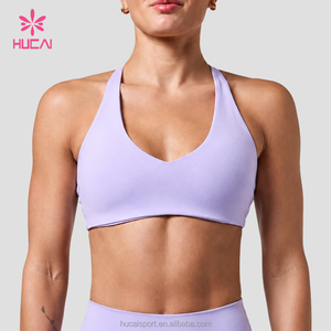 <span class=keywords><strong>Reggiseno</strong></span> <span class=keywords><strong>Sportivo</strong></span> OEM HUCAI con Logo Personalizzato, ad Alto Impatto per Fitness Femminile, Morbido ed Elastico, con Scollo a V, Spalline Regolabili e Design <span class=keywords><strong>Incrociato</strong></span> sul Retro - Product Image 1