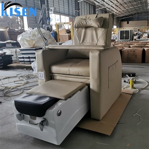 Kisen Cheap Price Modern Beauty Nail Salon Furniture Reclining Portable No Plumbing Khaki Foot Spa Manicure Pedicure Chair - Product Image 3