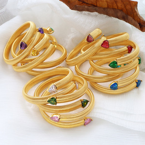 Brazalete Elástico con Diseño de Hueso de Serpiente e Incrustaciones de Circonio, Joyería Unisex para Fiestas, Tono Dorado, Brazalete de Moda - Product Image 1