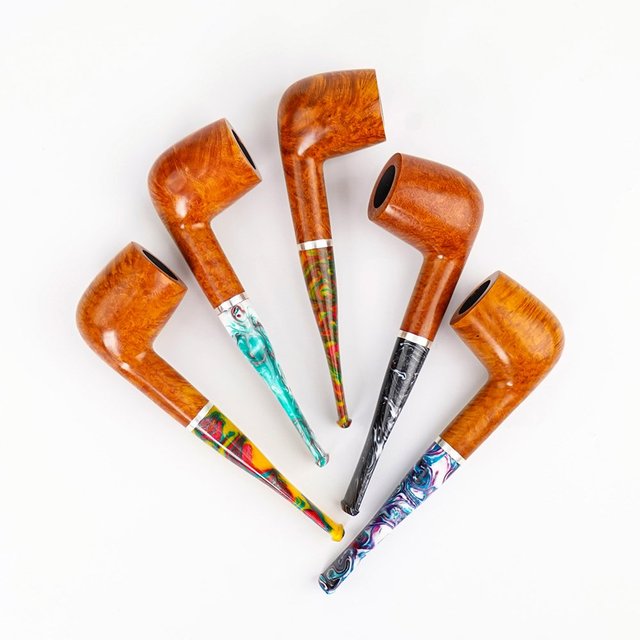 XIAOXIONG Factory Direct Portable Briar Root Tobacco Wood Pipe Reusable with Custom Colorful Stem Personal Service