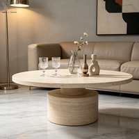 Table basse sculpturale en fibre de verre avec finition imitation pierre, piédestal, table centrale pour salon, pour un intérieur contemporain