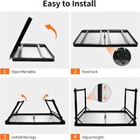Table de camping pliante réglable en hauteur avec trou pour parasol, pieds en alliage d'aluminium léger, pliable et portable pour repas en extérieur ou villa