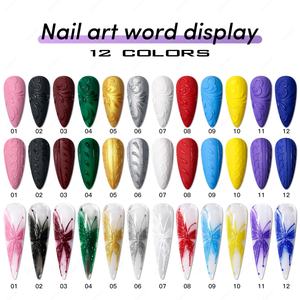 JTING Gel de Peinture 3D Sans Essuyage 12 Couleurs Effet Unique Nail Art Gel Polish en Relief Collection OEM Personnalisé Conception Gratuite pour Pots - Product Image 4