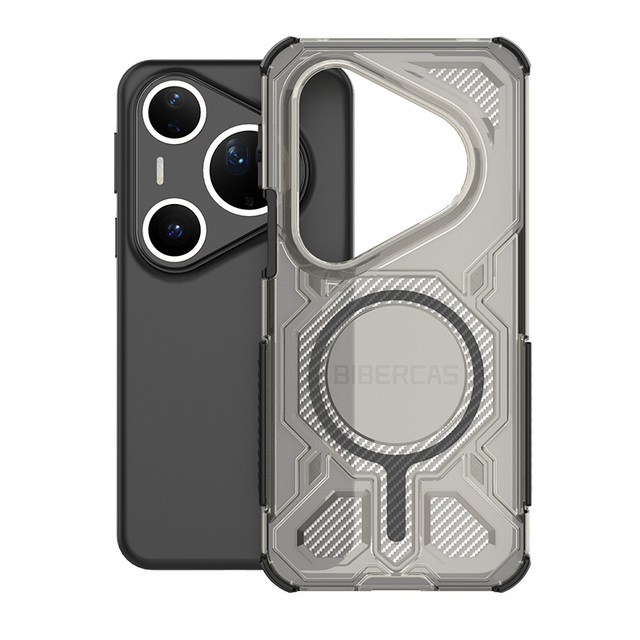 New Stylish Custom Shockproof Phone Case Transparent Magnetic Wireless Charging Back Cover for Huawei P80 Pro Ultra