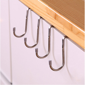 Stainless Steel S Shaped Cabinet Door Hooks For Kitchen Bathroom Storage - Product Image 1