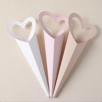 Boîte d'emballage en forme de cœur pour une seule rose, manchons en carton personnalisés avec poignée, boîte cadeau romantique pour la Saint-Valentin