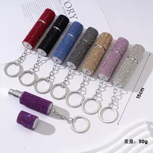 Portable Rhinestone Bottle Refillable Perfume Spray Pump Case Women Self Defense Spray Bottles Self Defense Perfume Holders