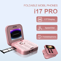 Teléfono Móvil Plegable I17Pro Mini con Pantalla de 1.77 Pulgadas, 2G GSM, Doble Nano SIM, 1000mAh, Bluetooth, Teclado Físico