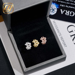 Boucles d'oreilles clous lettre B en argent sterling S925, moissanite taille brillant rond, sertissage à griffes, certifiées GRA, bijoux de luxe unisexe - Product Image 4