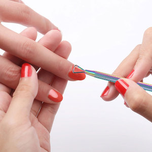 Pousse-cuticules double embout réutilisable en acier inoxydable de haute qualité, 2 pièces, multicolores, pour manucure et nettoyage des ongles - Product Image 5