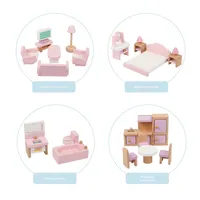 Mainan edukasi dini, mainan edukasi usia dini buatan tangan putri kayu untuk rumah boneka Vila anak-anak Model mainan rakitan rumah