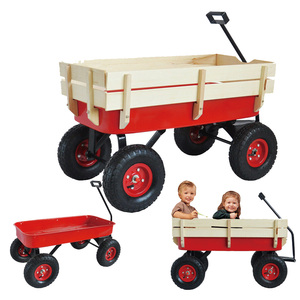 Carro <span class=keywords><strong>de</strong></span> acero clásico para niños, carro <span class=keywords><strong>de</strong></span> <span class=keywords><strong>madera</strong></span> para playa, jardín, patio, carro infantil <span class=keywords><strong>con</strong></span> rueda neumática todo terreno - Product Image 1