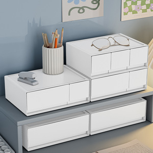 Plastic Desktop <b>Storage</b> Box Cosmetic Drawer Organizer Multi Layer Stackable Jewelry Box Covered Standing Type Low Height - Product Image 3