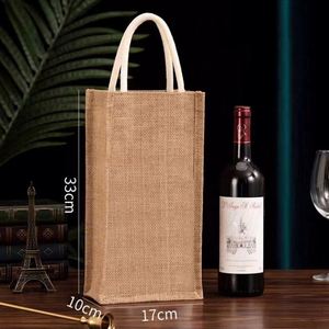 Sac fourre-tout robuste en jute pour bouteille de vin, sac de transport vierge en jute pour bouteille de vin avec logo personnalisé - Product Image 4