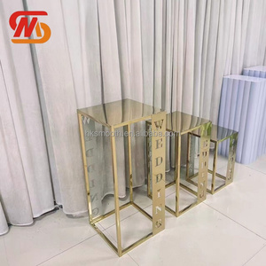 SMOOTH Gold Stainless Steel Set of 3 Rectangle <b>Flower</b> <b>Display</b> Stand for Wedding Aisle Centerpiece Decoration - Product Image 3