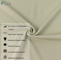 Tissu de sport respirant entièrement élastique en interlock, tissu de sport en polyester et élasthanne