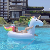 Raft gonflable géant en PVC pour adultes, motif licorne blanche arc-en-ciel, pour la saison de natation et les loisirs aquatiques