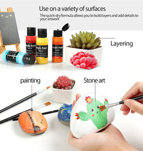 Confezione da 32 24 <span class=keywords><strong>colori</strong></span> vernice acrilica senza sbiadimento Set di <span class=keywords><strong>colori</strong></span> <span class=keywords><strong>acrilici</strong></span> opachi con pigmenti ricchi con 6 pennelli, 1 tavolozza, 1 pannello di tela - Product Image 6