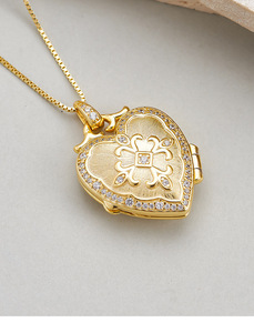 Colgante <span class=keywords><strong>de</strong></span> Plata S925 con Circonita y <span class=keywords><strong>Caja</strong></span> para Foto <span class=keywords><strong>de</strong></span> Amor, Collar Conmemorativo Exclusivo para Parejas con Cadena <span class=keywords><strong>de</strong></span> Eslabones Bañada en Oro para Hombre y Mujer - Product Image 5