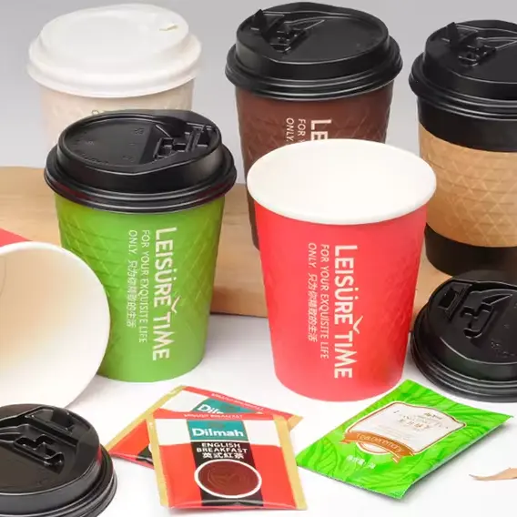 Пользовательский бизнес логотип улучшить корпоративный имидж PE покрытие одноразовый кофейный бумажный стаканчик