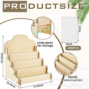 Présentoir à plusieurs niveaux en bois pour cartes de vœux, présentoir à cosmétiques, organisateur de bureau simple en bois. - Product Image 5