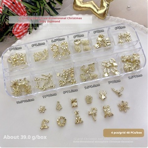 Décorations d'ongles de Noël en alliage, 12 compartiments, assortiment varié, spéciales pour salons de manucure - Meilleures ventes - Product Image 4