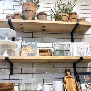 Soportes de estante de pared Soporte de estante flotante rústico de alta resistencia Soportes de metal en <span class=keywords><strong>L</strong></span> <span class=keywords><strong>para</strong></span> estante de estantería abierta DIY Soportes de granja - Product Image 3