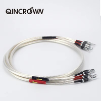 QINCROWN une paire de câbles de haut-parleur HIFI plaqué argent Y prise banane haut de gamme 4N OFC, câbles audio de haut-parleur de système audio