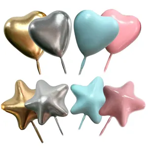 Bolo de cinco pontas em forma de estrela, novo design, 5 peças/saco, personalizado, em forma de coração, para bolo do dia dos namorados