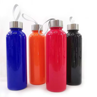 Bouteille d'eau de sport en plastique transparent avec couvercle en acier inoxydable 500 ml, anti-fuite, pour les voyages en plein air