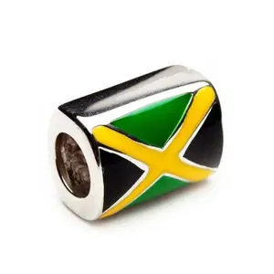 Fonte Atacado Amor Bandeira Jamaicana Charme 925 Sterling Silver Jóias Esmalte Charme Coração Jamaica Beads Encantos