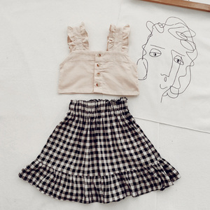 Conjunto de Ropa de Verano para Niñas de 3 a 8 Años, Top Corto y Falda a Cuadros - Product Image 4