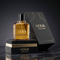 Botella de Perfume Vacía de 100 ml, de Vidrio Mate, Forma Plana, Atomizador de Fragancia en Spray, Base Gruesa, Envase Cosmético de Lujo con Caja de Cartón
