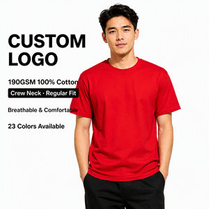 เสื้อยืดคัสตอมโลโก้พรีเมียม 190GSM ผ้าฝ้าย 100% เสื้อยืดผู้ชายทรงปกติ หนานุ่ม ระบายอากาศดี คอกลม สำหรับผู้ชาย - Product Image 1