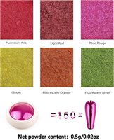 Poudre pour ongles acrylique or argent chrome néon avec pigment fluorescent de gel pour ongles 3D pour outils d'art des ongles Fournitures pour ongles