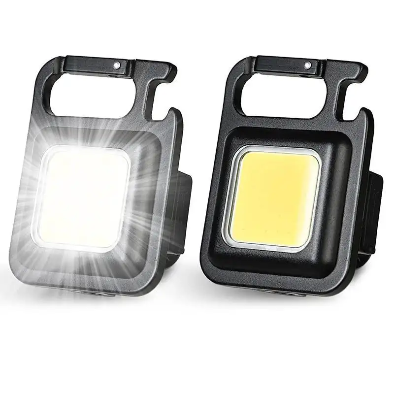 COB Rechargeable 4 Light Modes Portable Pocket Light Keychain Mini Flashlight With Bottle Opener Magnet Base Folding Bracket
