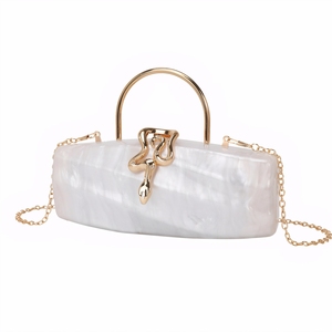 Women Snake Buckle Marble Acrylic Handle Evening Bag Glitter Clutch <b>Purse</b> with Removable Chain for Christmas Wedding - Product Image 3