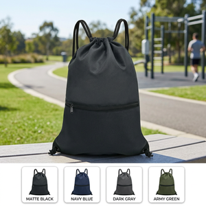 Custom Drawstring Backpack 47cm Personalized Cinch Sack Gym <b>Bag</b> Front Zip Pocket Sublimation DIY Outdoor Hiking Travel 4 Colors - Product Image 1