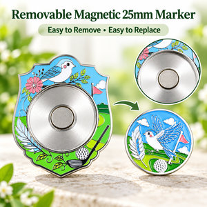 Marqueur de balle de golf magnétique avec marqueur central en fer amovible de 25 mm, design émaillé double face pour clubs de golf - Product Image 4