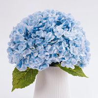 Bunga Hydrangea Biru Buatan 21 Inci, Rangkaian Bunga Lateks untuk Dekorasi Rumah dan Pernikahan