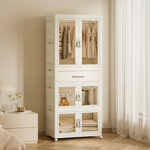 <span class=keywords><strong>Armario</strong></span> Portátil para Niños, Organizador de Plástico con Puerta Magnética, <span class=keywords><strong>Armario</strong></span> Plegable, <span class=keywords><strong>Armario</strong></span> de Almacenamiento para Dormitorio - Product Image 4