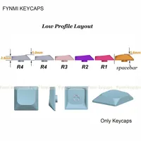 Fynmi Low Profile Dye-Sublimation Multi-Colored 12 Colors 1U Keycaps for Keychron Gateron Kailh MX Switch