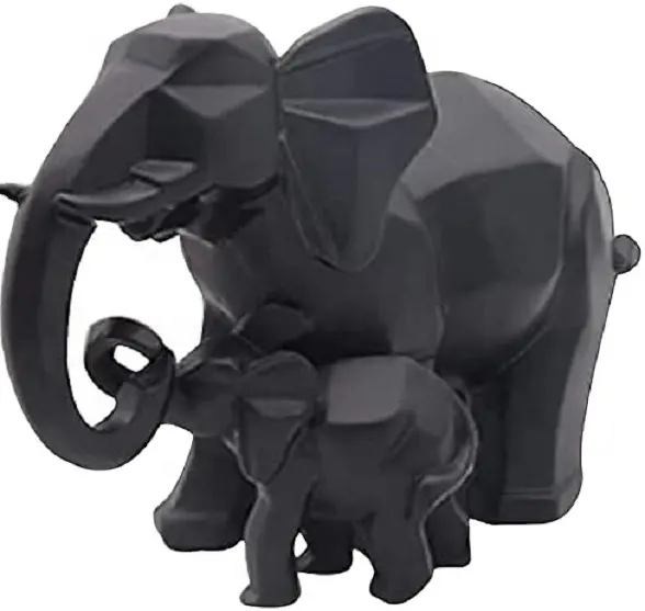 حلي عائلة الفيل الإبداعية تمثال راتنج العائلة ، تمثال فيل الأم والطفل ، زينة ثروة محظوظة للمكاتب المنزلية