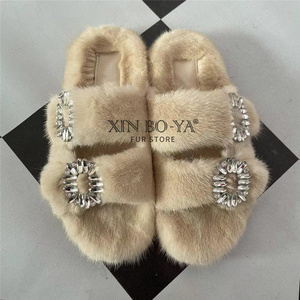Ciabatte di Pelliccia all'Ingrosso, Sandali da Donna 2024, Scarpe da Donna, Ciabatta Piatta in Vera Pelliccia di Visone, Pantofole di Pelliccia alla Moda - Product Image 3