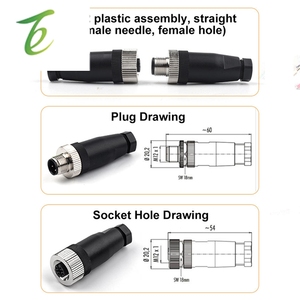 M12-PG7 thẳng hàng không nối không thấm nước Nam cắm và nữ Ổ cắm điện cáp Vít ren khớp nối 3/4/5/8 Pin - Product Image 5
