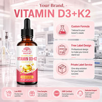 OEM ODM Marque Privée Vitamine D3 2000 UI K2 MK7 Gouttes Enfants Adultes Soutien Immunitaire Santé Os et Dents Naturel