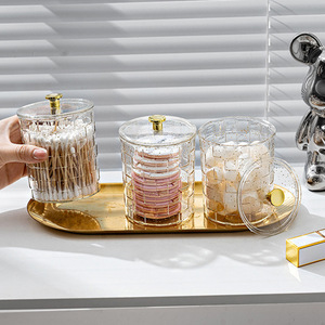 Boîte de rangement ronde pour cotons-tiges, support de luxe pour pinceaux cosmétiques, boîte de rangement à couvercle pour tampons de coton, support de stylos de bureau, vente en gros. - Product Image 3